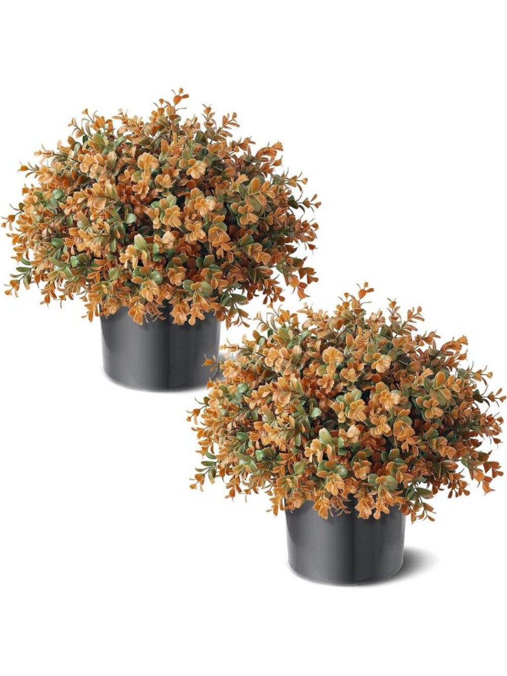 Set of 2 Artificial Boxwood Topiary Balls for Fall Decor - Autumn Orange